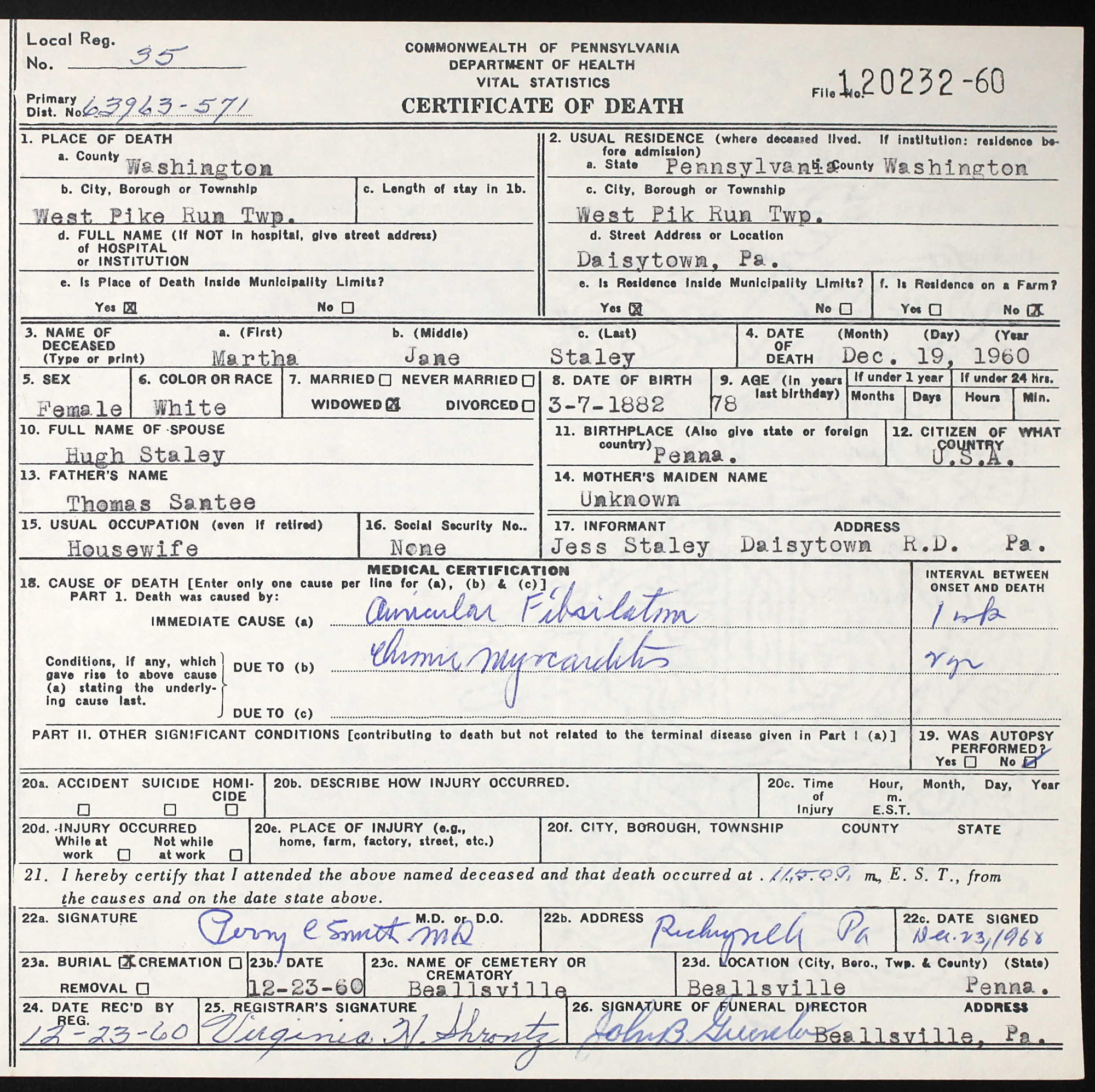 death certificate